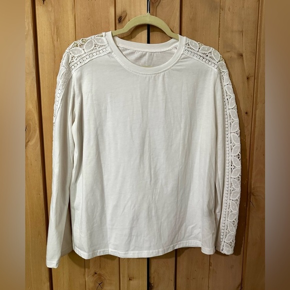 FRIFUL Women’s White Lace Crochet Long Sleeve Top Size S - Picture 3 of 5